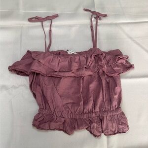 American Eagle Medium Mauve Purple Ruffled Tank